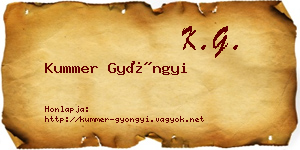 Kummer Gyöngyi névjegykártya